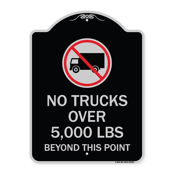 Signmission No Trucks Over Beyond This Point W/ Graphic Heavy-Gauge Aluminum Sign, 24" x 18", BS-1824-23555 A-DES-BS-1824-23555 - main